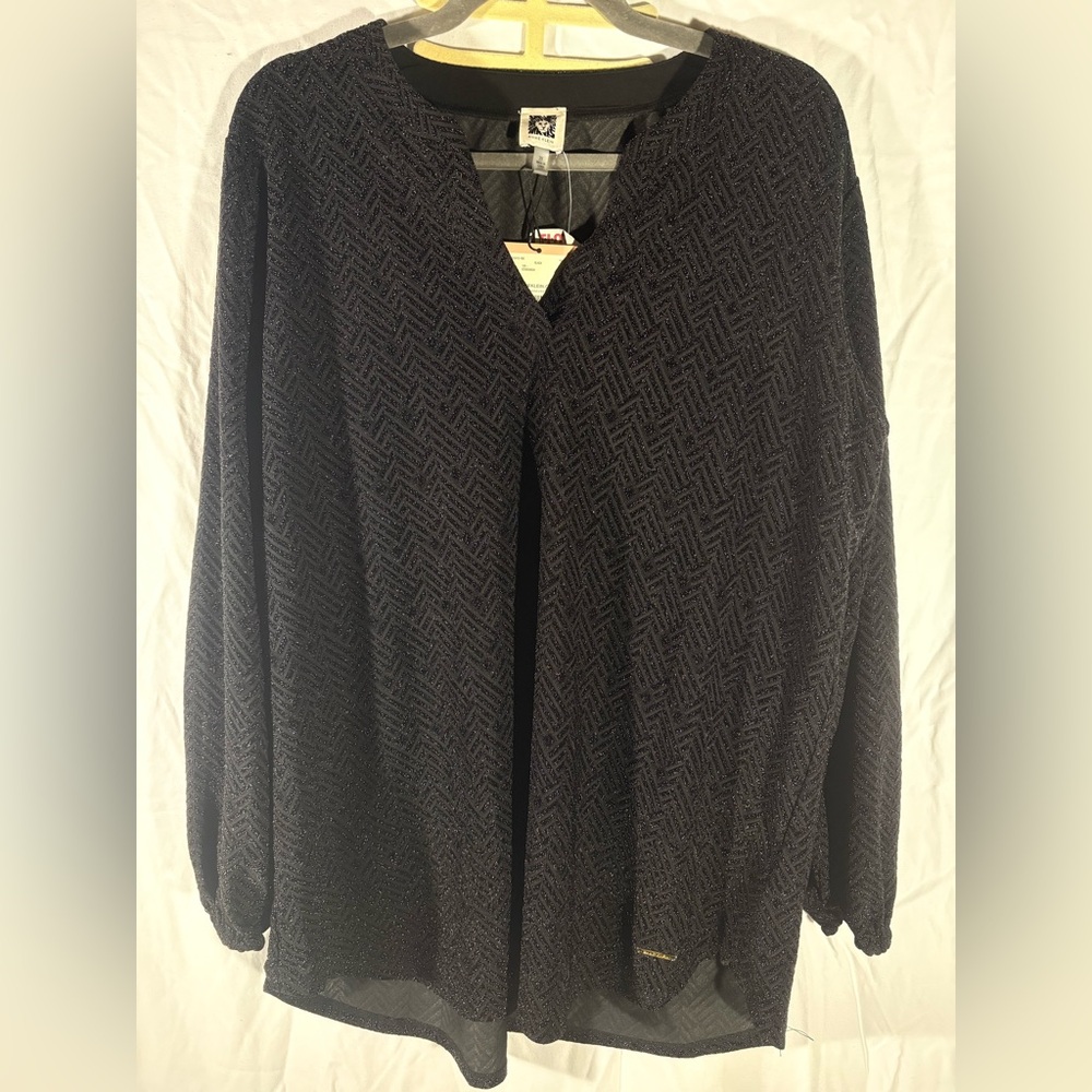 Anne Klein Black Textured Cardigan